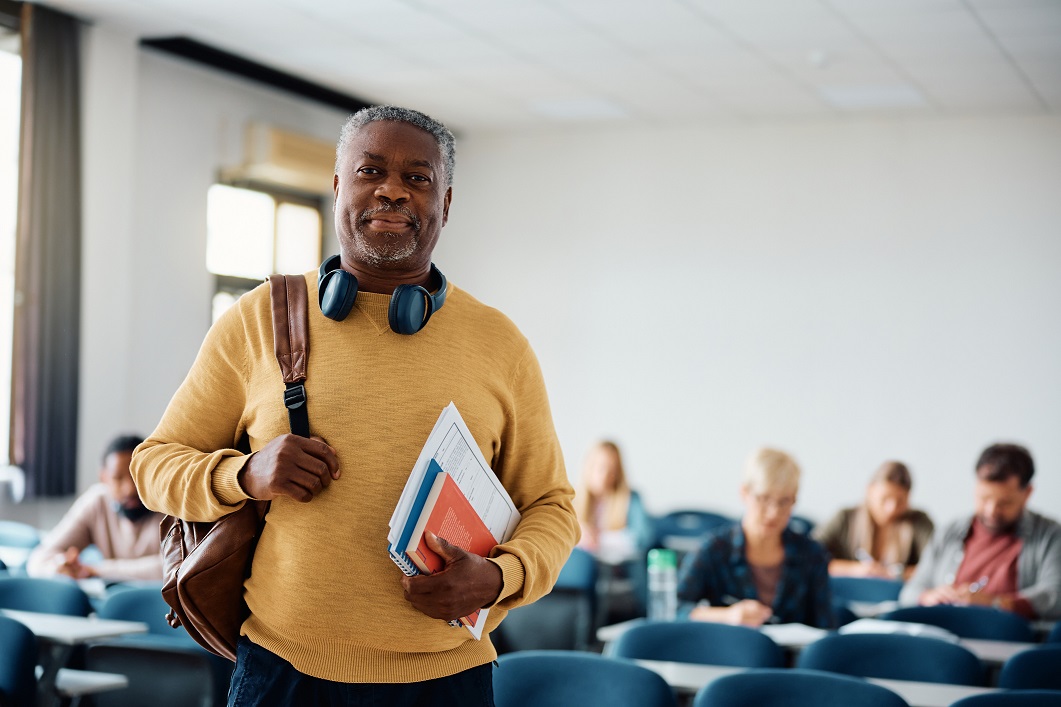 mature man school classroom